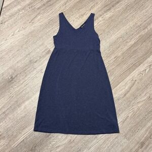 Athleta Womens Small Navy Blue Modal Blend Sleeveless V-Neck Empire Waist Dress